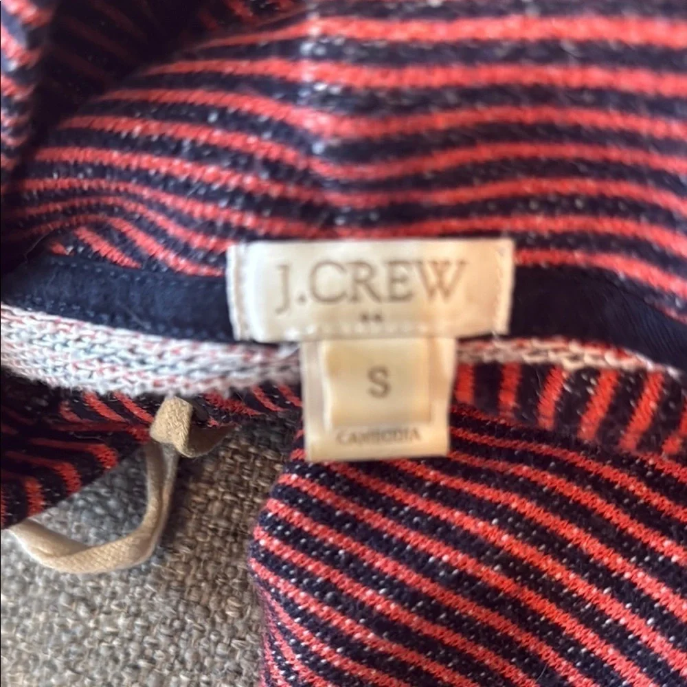 J. Crew Red Hooded Sweatshirt Striped Casual